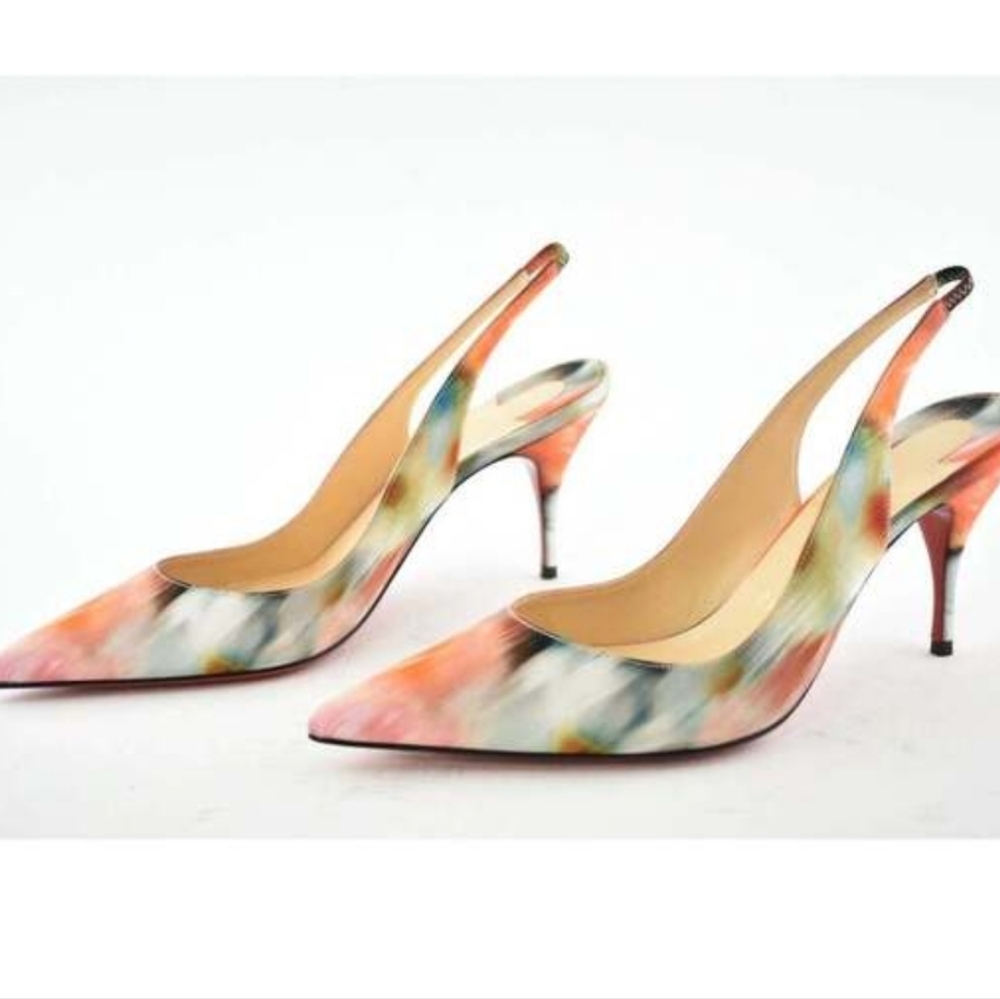 Christian Louboutin Multicolor Watercolor Pointed Slingback Pumps